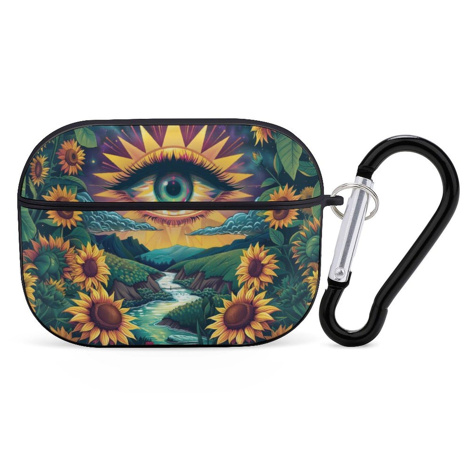 Sunflower River Evil Eye Design Case Compatible with AirPod Pro Case 2019 with Keychain Shockproof Protective