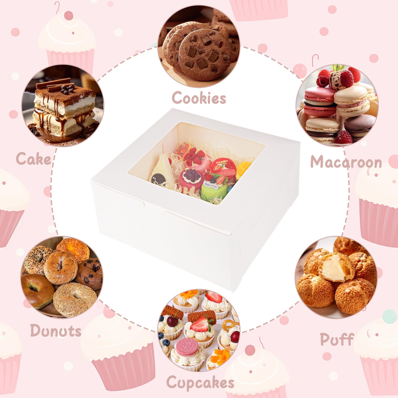 White Cake Boxes with Window - 12 Pack -4 White Cake Boxes with Window - 12 Pack -4