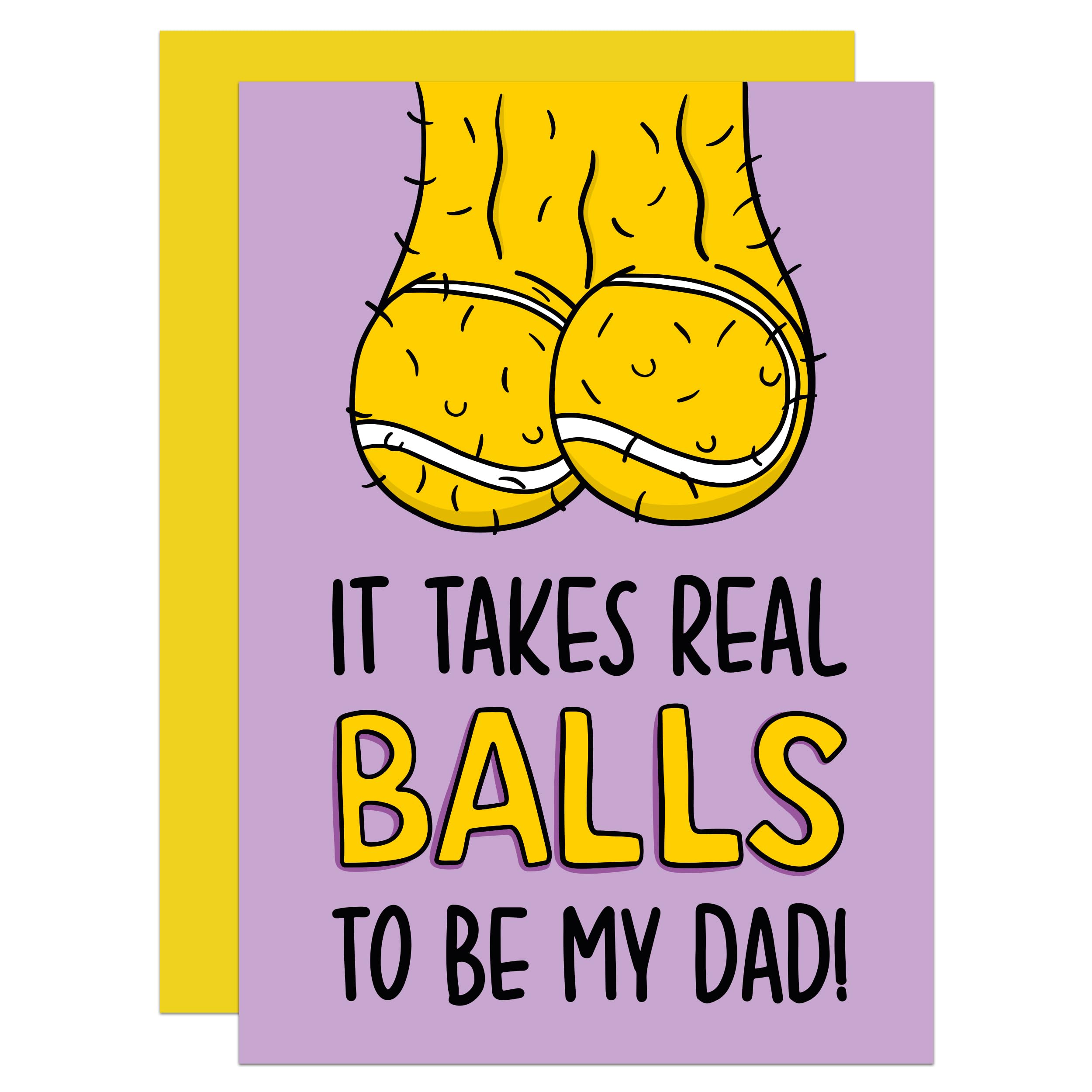 Balls Sport Fathers Day A6 Card, Funny Tennis Fathers Day, Cheeky, For Dad, From Son, From Daughter, Rude, Ball Pun (Tennis)