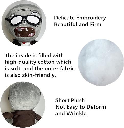 Miniatura 3 de PVZ - Juego de 3 piezas de peluche: morado, gris periódico, pantalones rojos, pantalones vaqueros, zombis, juguetes de felpa suave, gran regalo para