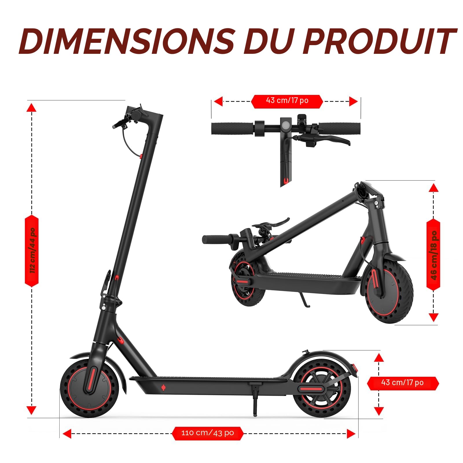 Trotinette Electrique Adulte, Pliable Scooter électrique de 8,5 Pouces en Alliage d'aluminium, Autonomie de 30 km, Batterie de 387 Wh, Charge maximale de 120 kg