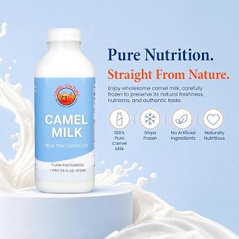 Camel Culture 1 Pint Camel Milk (3 Pack) Grass Fed, Low Fat Milk