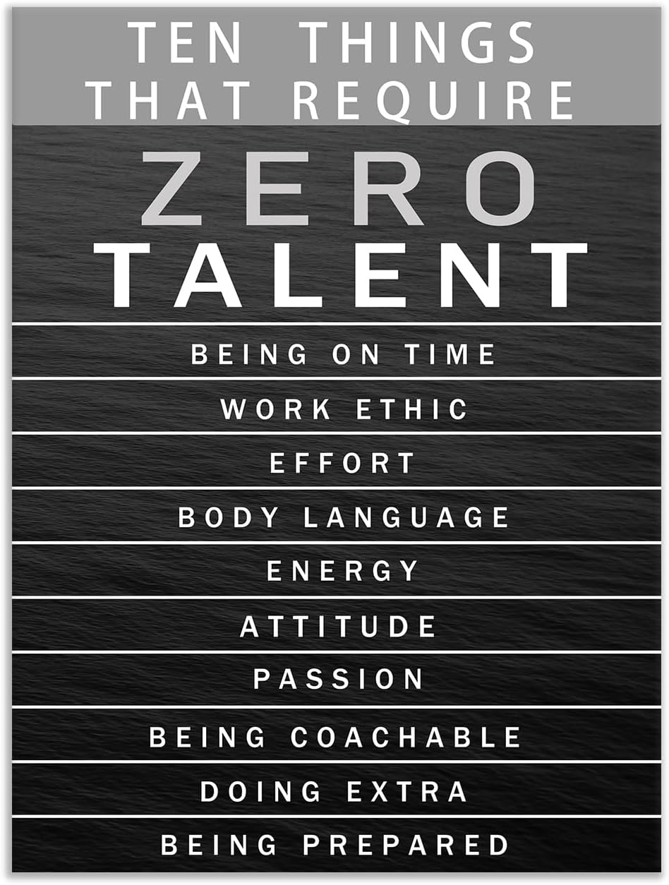 Motivational Canvas Wall Art Office Canvas Prints Inspiring Entrepreneur Quotes Inspirational Posters Painting Ten Things that Require Zero Talent Pictures Artwork Decor for Home Gift [18''W x 24''H]