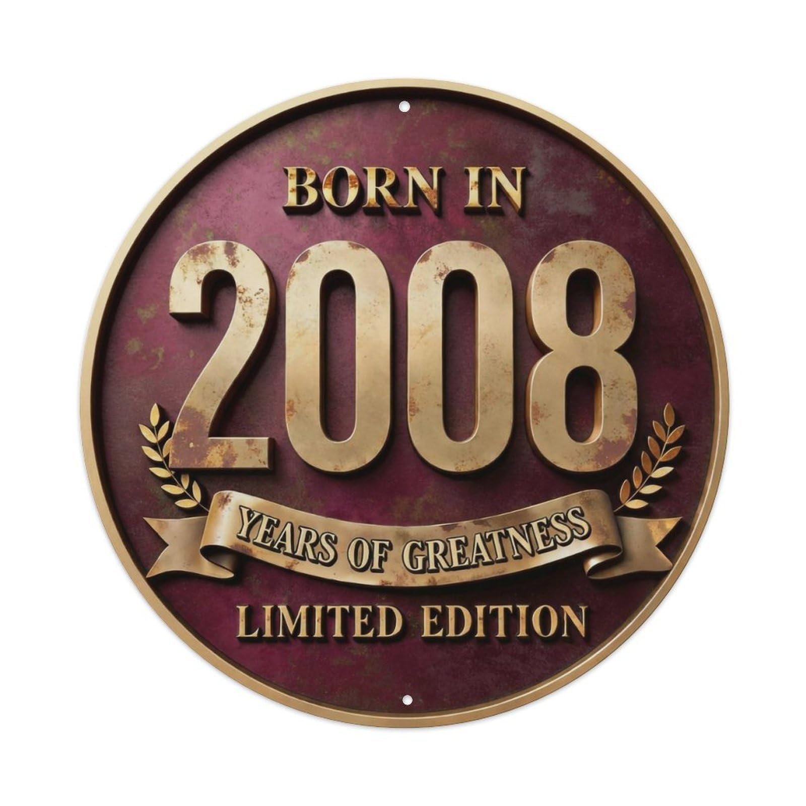 Okahys 8X8inch(20X20cm) Born In 2008 Years Of Greatness Year-Themed Birthday Gift Metal Tin Sign
