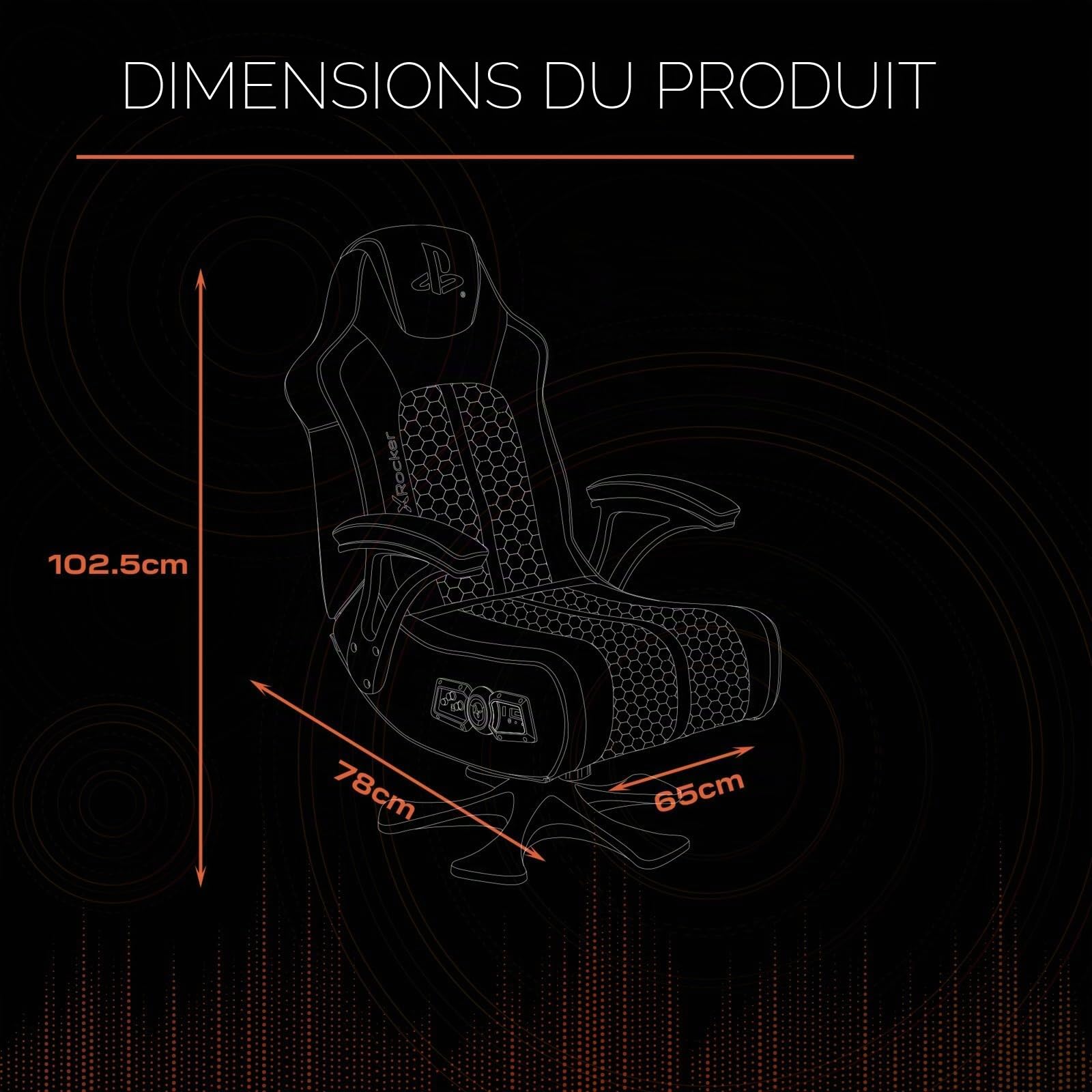 X Rocker Sony Playstation? Legend 2.1 Fauteuil de jeu avec système d'enceintes stéréo et moteur de vibration - bleu/noir/blanc