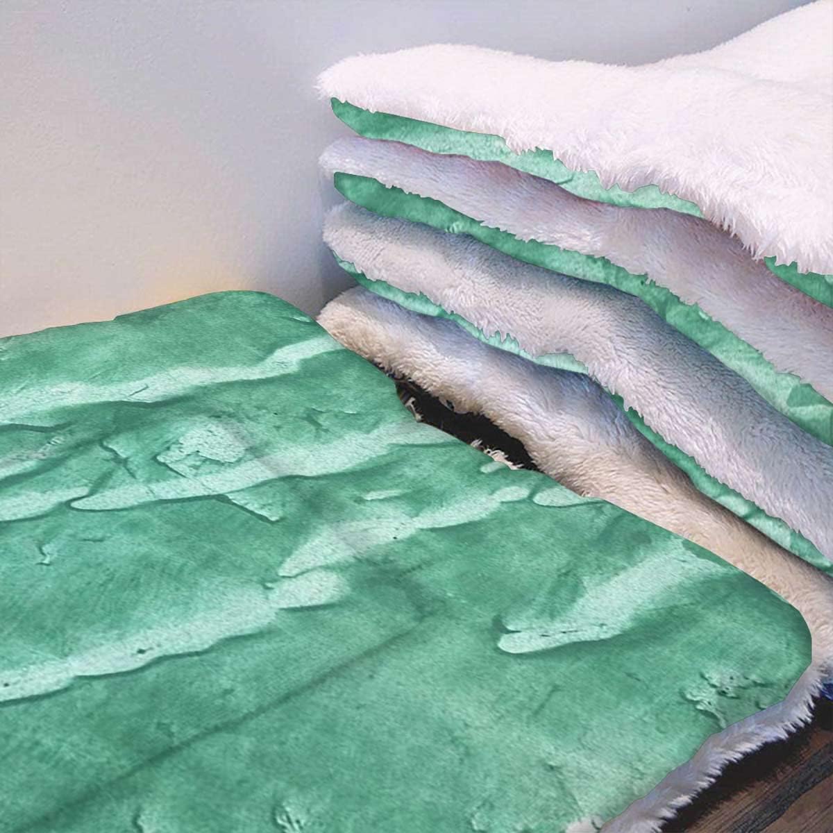 review Teal Blue Dog and Cat Blankets Color Tones with Artistic Abstract Dynamic Self-Warming Cat Bed Super Soft Dog Bed Crate Bed Blanket Fractal 22
