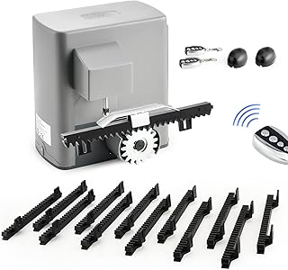 CO-Z 280W Motorisation Portail Coulissant 220V Capacité 600KG 12M, Moteur Portail Coulissant Électrique Automatique avec 2 Télécommandes, 4m Crémaillères, Capteurs Infrarouges