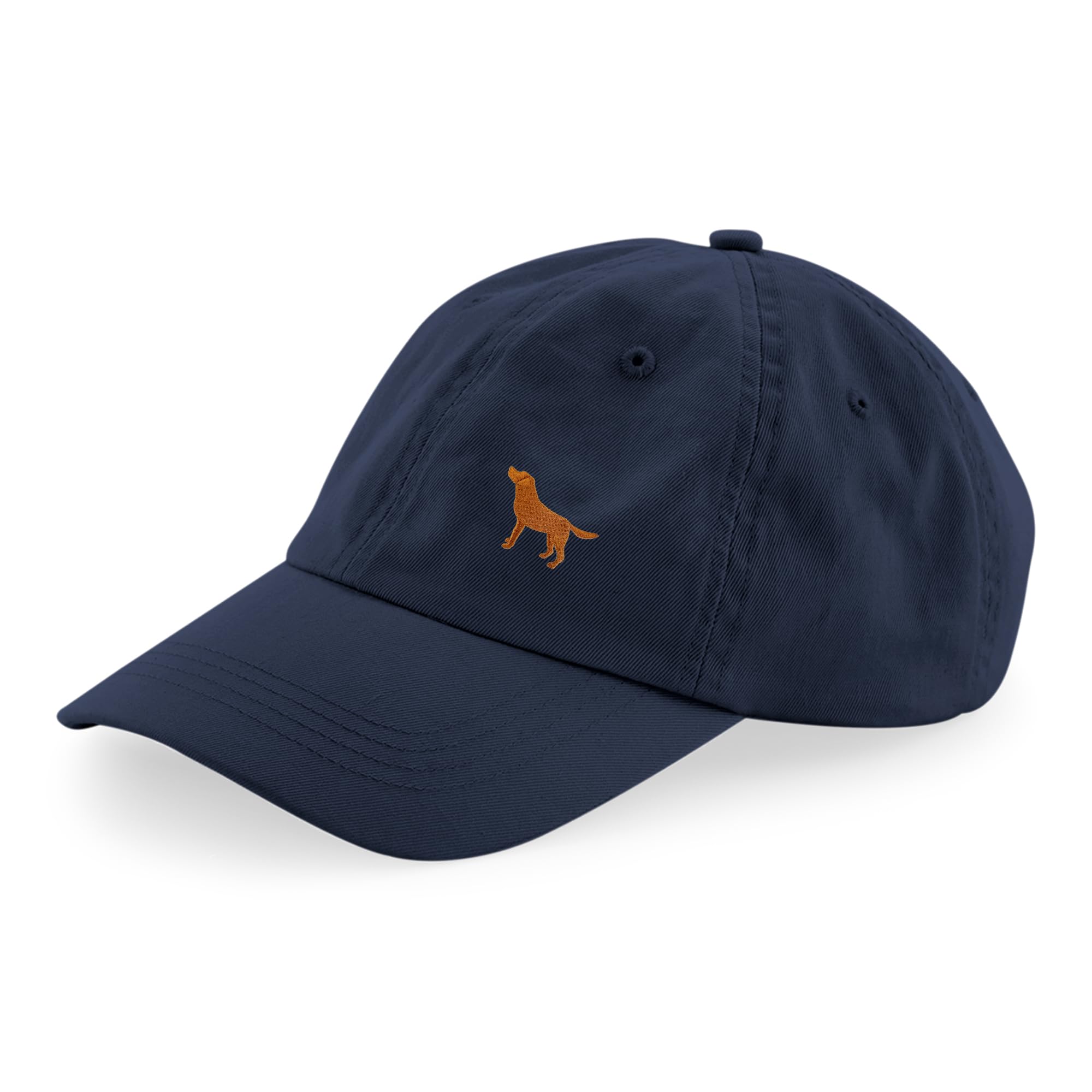 The House Of Dog: Fox Red Labrador Retriever Owner Gift. 100% Washed Chino Cotton Embroidered 6 Panel Unstructured Baseball Cap. Navy