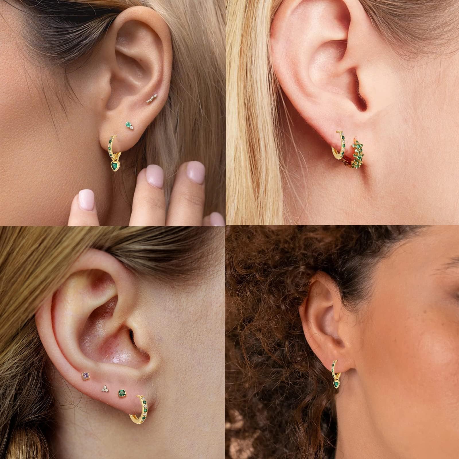 Orecchini Cerchio Oro Per Le Donne Orecchini Verdi Con Verde Cuore Goccia Oro Placcato Orecchini Dorati Ipoallergenico Cubic Zirconia Pendolo Verde Gioielli Per Le Ragazze