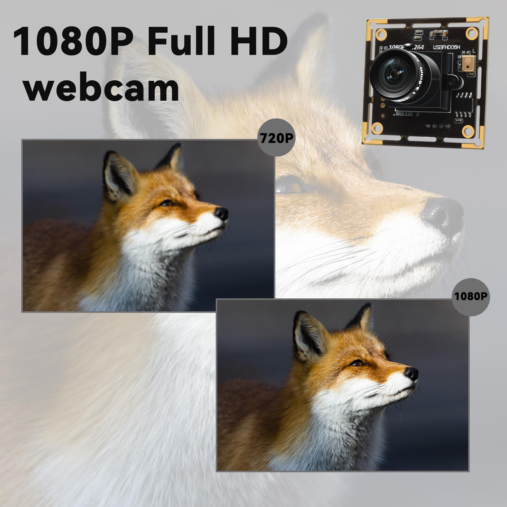 Modulo fotocamera USB 1080P per computer, 2 MP H.264 30 fps grandangolare mini UVC USB2.0 scheda webcam con microfono, fotocamera industriale incorporata Plug and Play per Windows, Linux, MacOS