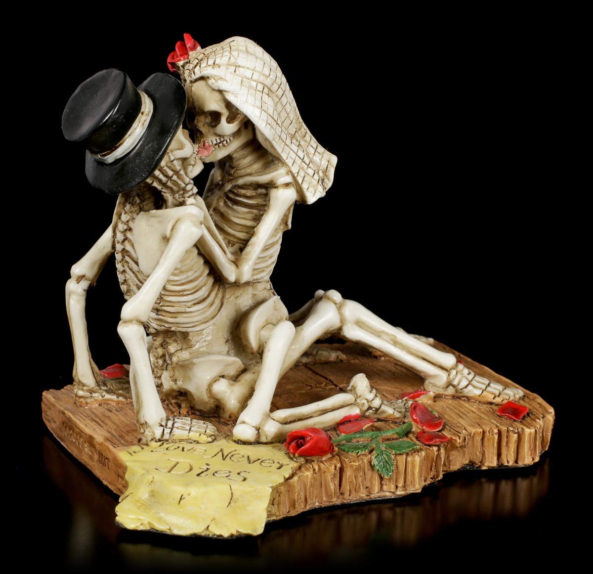 Esqueleto Gothic-Brautpaar Figura - Amor Never Dies Fantasy-Dekofigur, Pintado a Mano, H 9 CM