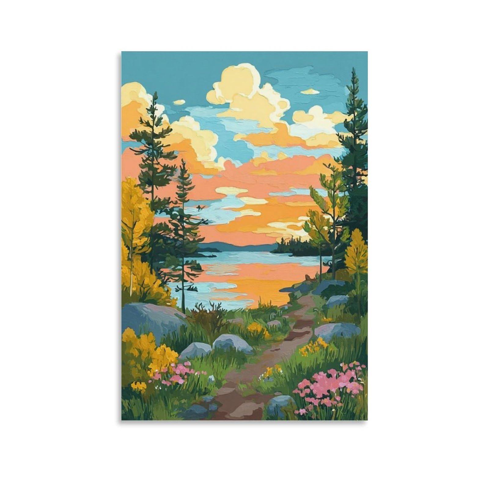 Lake Wallenpaupack Posters 20x30inch(50x75cm) Vintage Watercolor Canvas Art