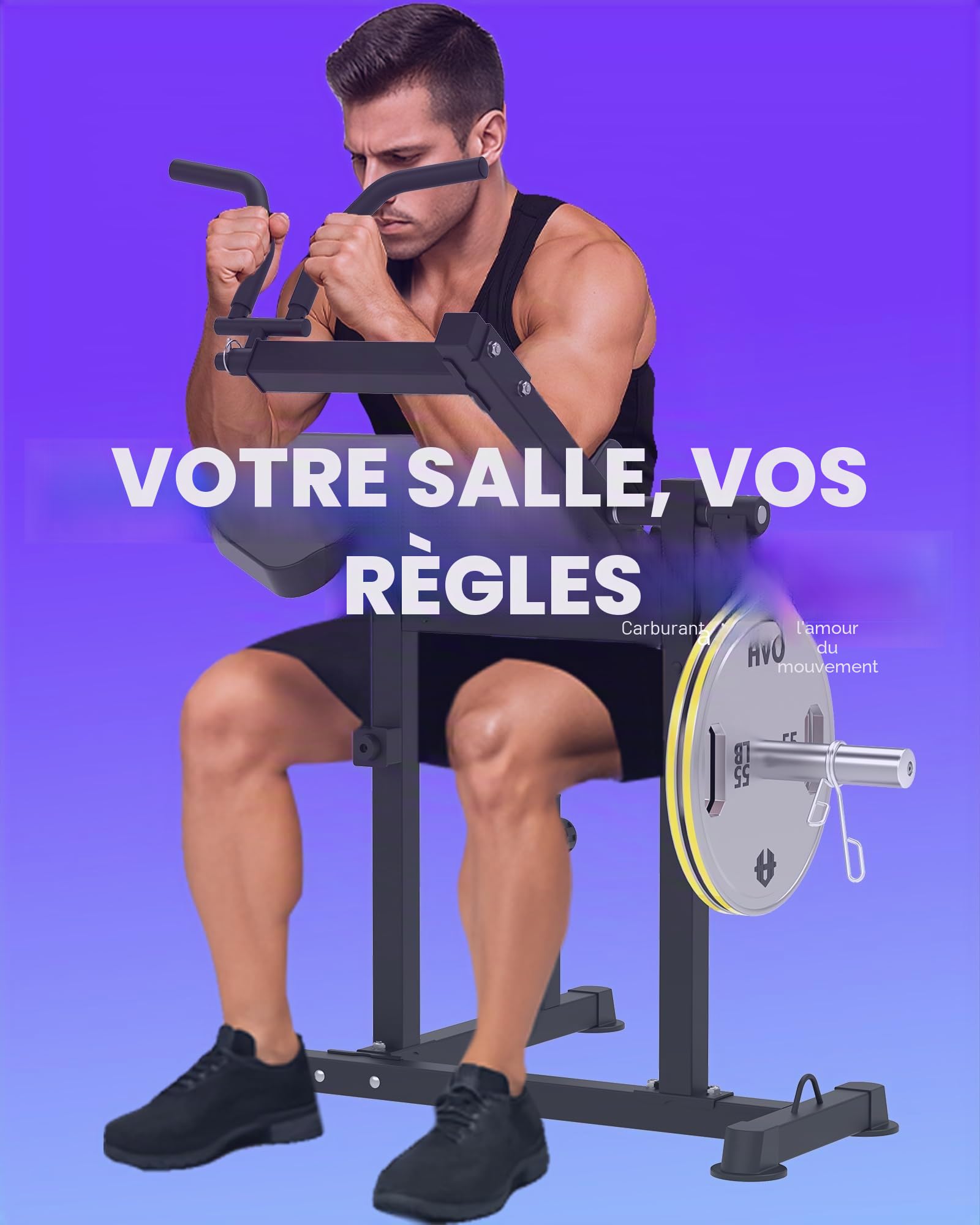 HVO Banc à Biceps & Triceps : 2-en-1 Pupitre à Biceps Réglable pour Curl et Extension des Triceps Assise – Banc de Musculation pour Entraînement des Bras à Domicile – Noir