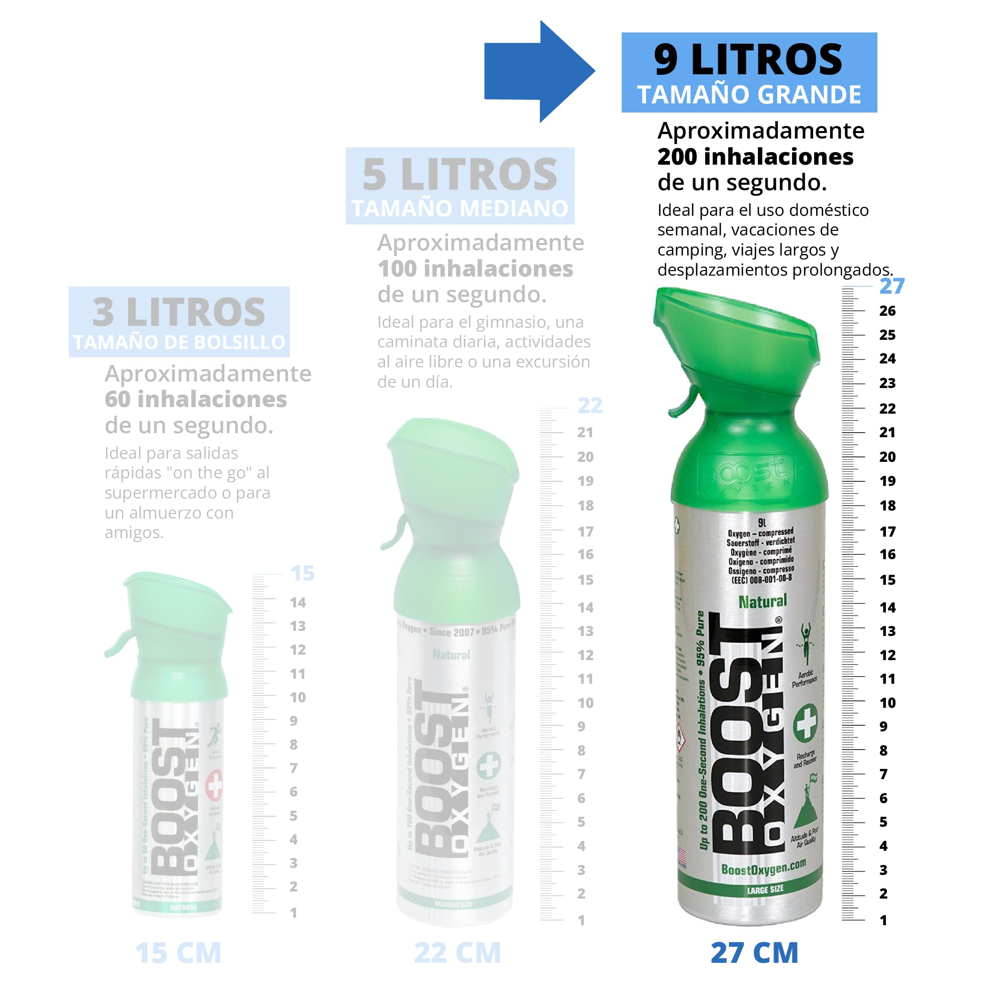 Boost Oxygen Grande Aroma Natural 9L Bote | Soporte Respiratorio para Recuperación Aeróbica, Altitud, Rendimiento & Salud (Pack de 1)