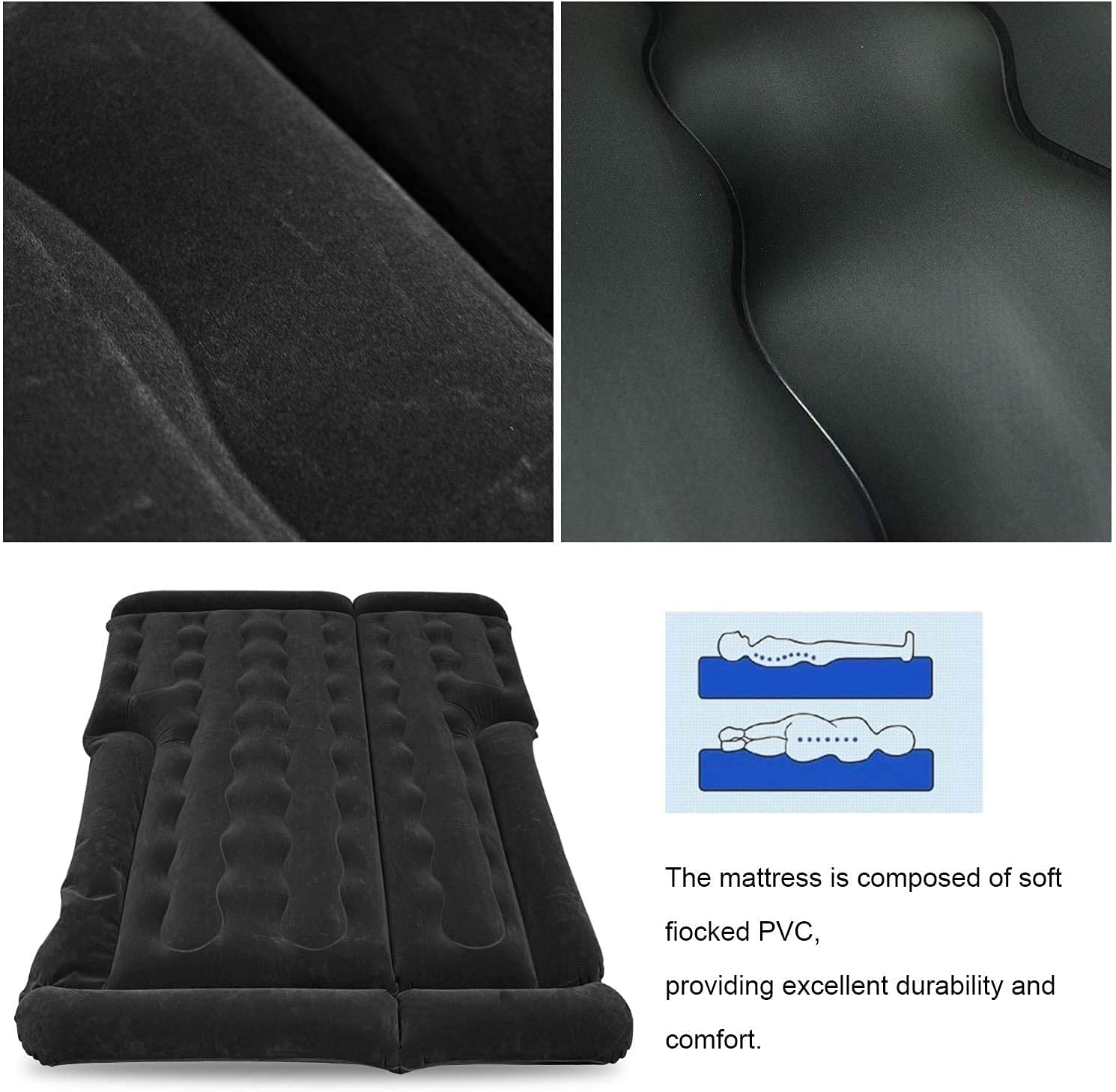 FBSPORT Inflatable Air Mattress, 53.9 x 51.4 x 3.1 in, Great for Camping, Travel, and Adventures