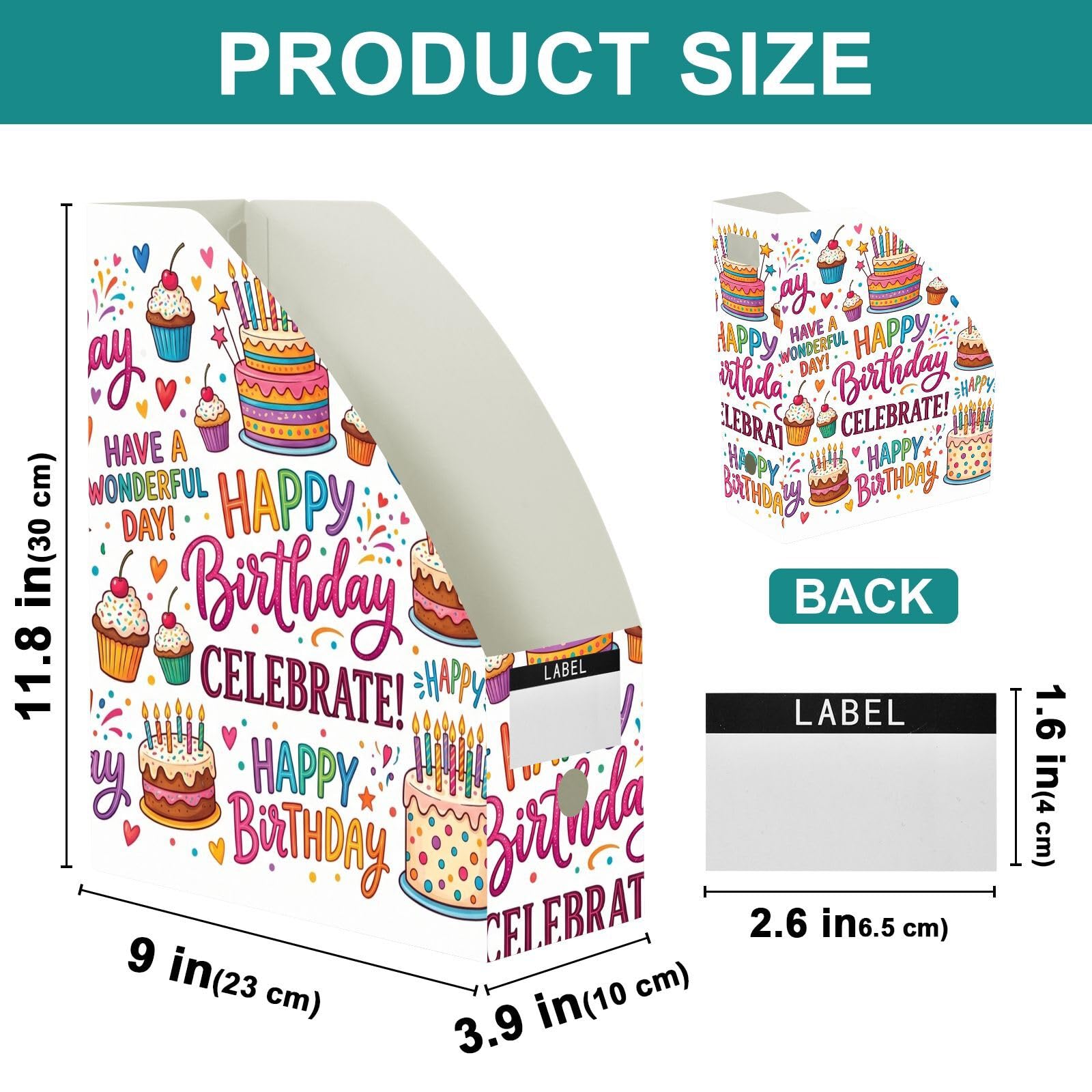 Porte-revues coloré pour anniversaire avec rangement vertical