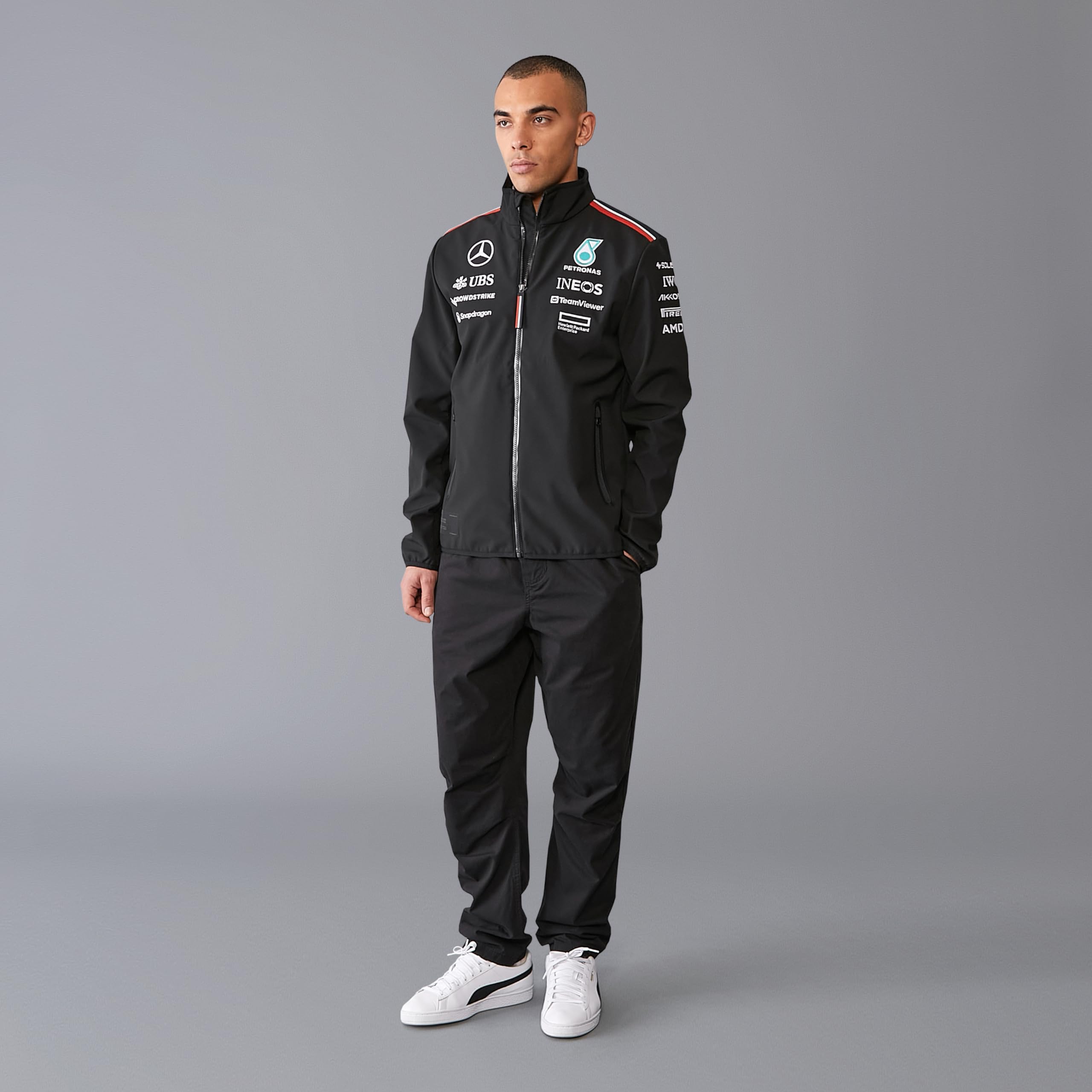 Mercedes AMG Petronas Chaqueta Softshell del equipo F1 2024 para hombre - Negro - Tamaño: XXL
