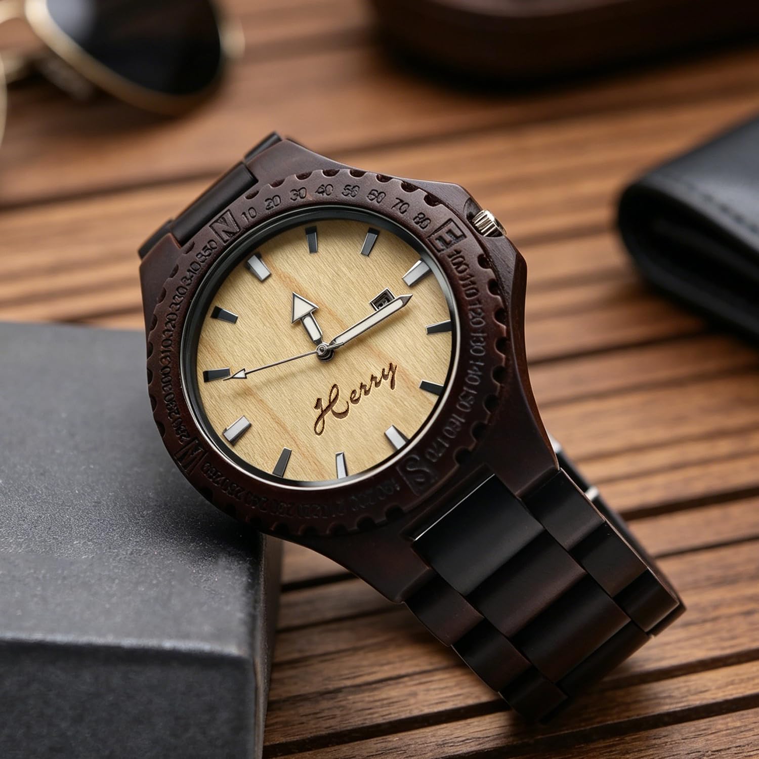 Regalo personalizado para hombres – Reloj de madera grabado personalizado, 8º aniversario de boda para marido, regalo del día del padre para marido, regalo de cumpleaños para marido