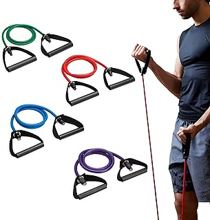 SPRI Xertube Resistance Bands with Handles – All Exercise Cords Sold Separately with Home Gym Workout Fitness Door Anchor Attachment Option -SPRI XERTUBES 4 Multi-Pack - Multi