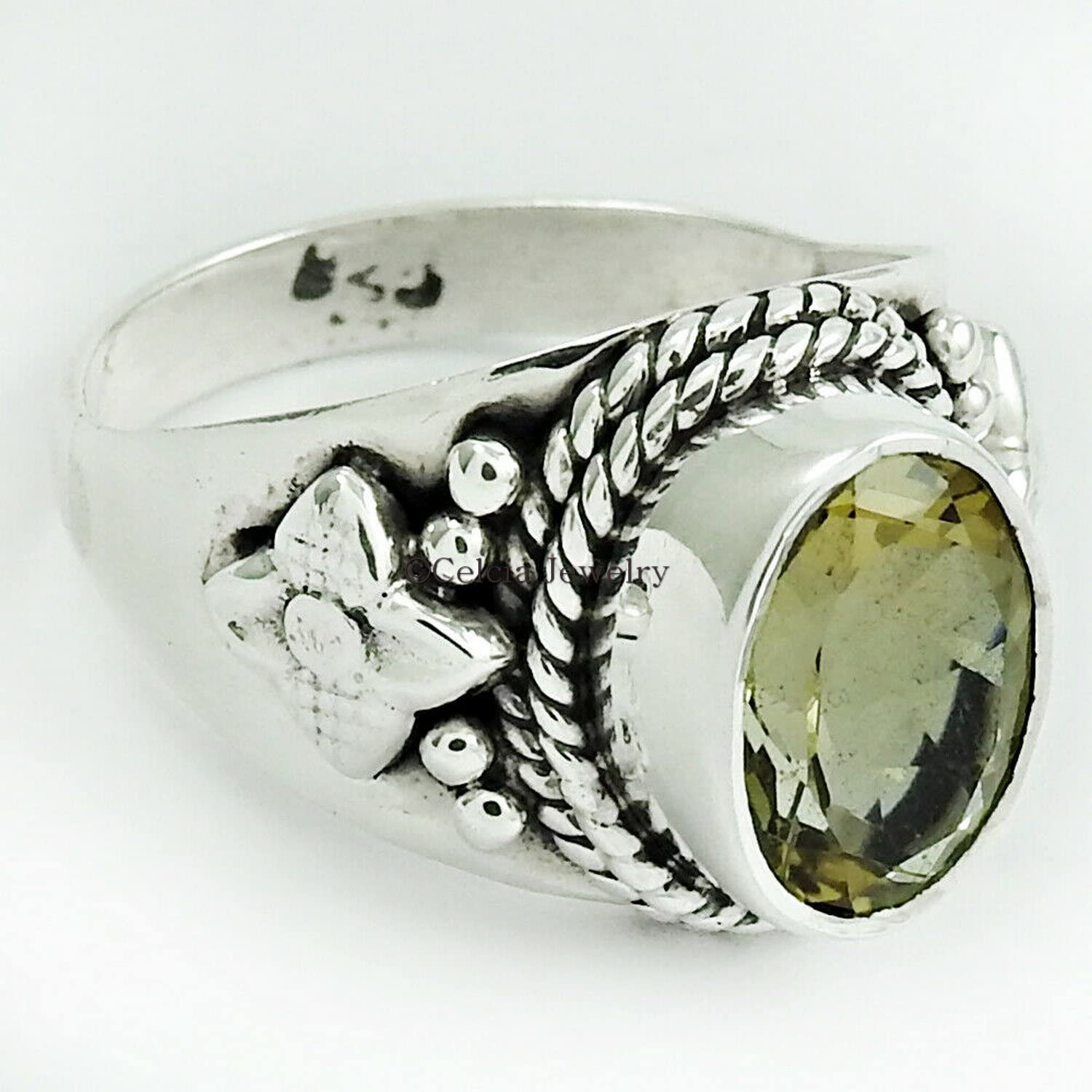 Anillo de piedra curativa natural citrino, anillo de banda de diseñador unisex, anillo de declaración, regalos para hombres y mujeres, regalos de cumpleaños para papá mamá, anillo delicado