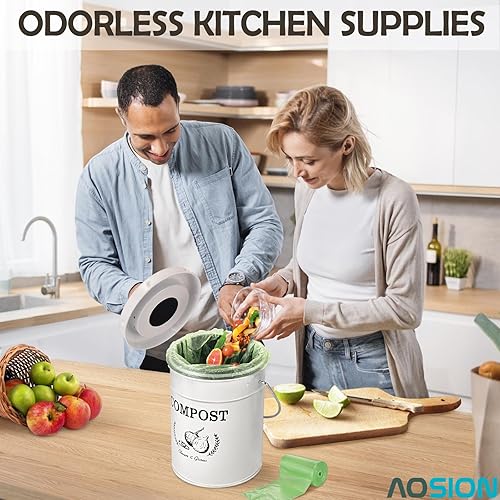 Miniatura 3 de AOSION Contenedor de compostaje para cocina, contenedor de compostaje para encimera de interior, cubo de compostaje de granja, contenedor de