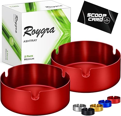 Miniatura 16 de roygra Cenicero (Paquete de 2), Cenicero para Exteriores para Patio, Ceniceros de Acero Inoxidable para Cigarrillos con 3 Portacigarrillos