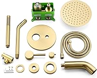 Vista 8 de SUMERAIN Sistema de ducha con caño para bañera y ducha de mano, conjunto de ducha de lluvia de latón para bañera con cabezal de ducha de 8 pulgadas
