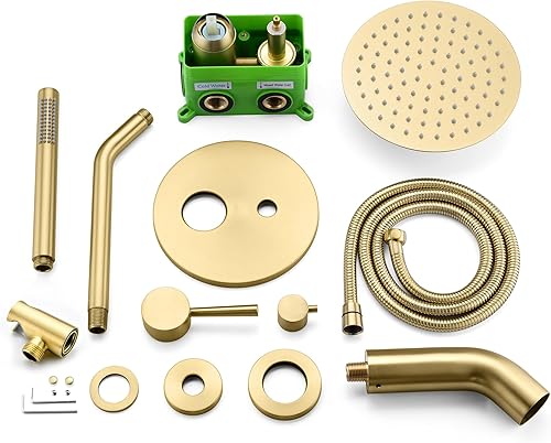 Miniatura 8 de SUMERAIN Sistema de ducha con boquilla de bañera y ducha de mano, juego de ducha de lluvia de latón con cabezal de ducha de 8 pulgadas y válvula