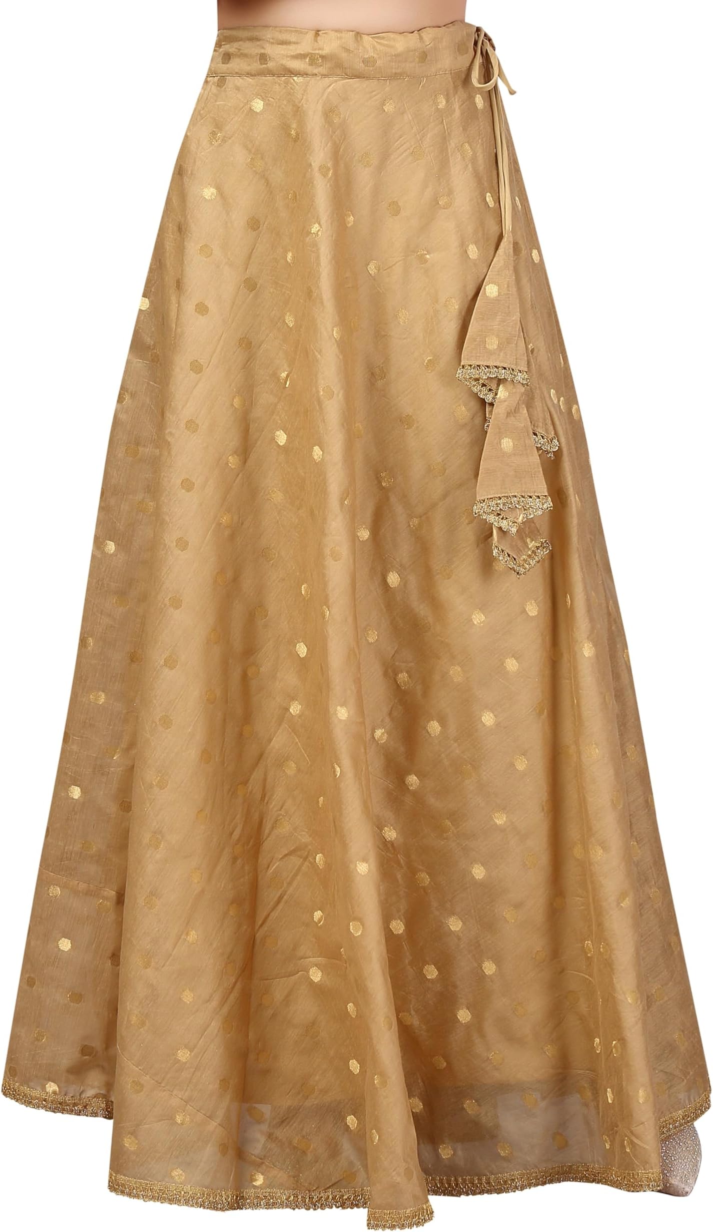 Women's Polyester Readymade Chanderi Silk Long Skirt Lahenga