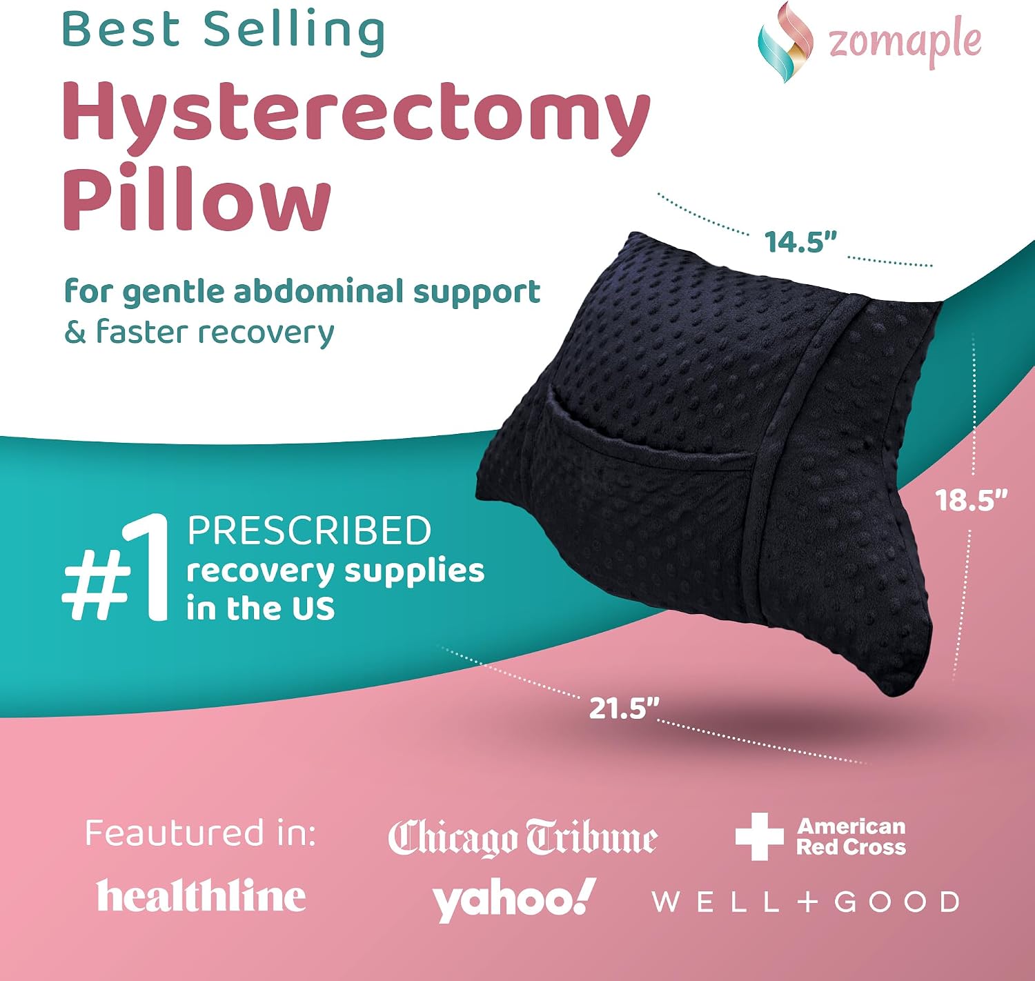 Zomaple Recovery Hysterectomy Pillow with Gel Pack – Post Abdominal Surgery Must Haves – Ideal for C-Section, Laparoscopic & Hernia Healing Comfort