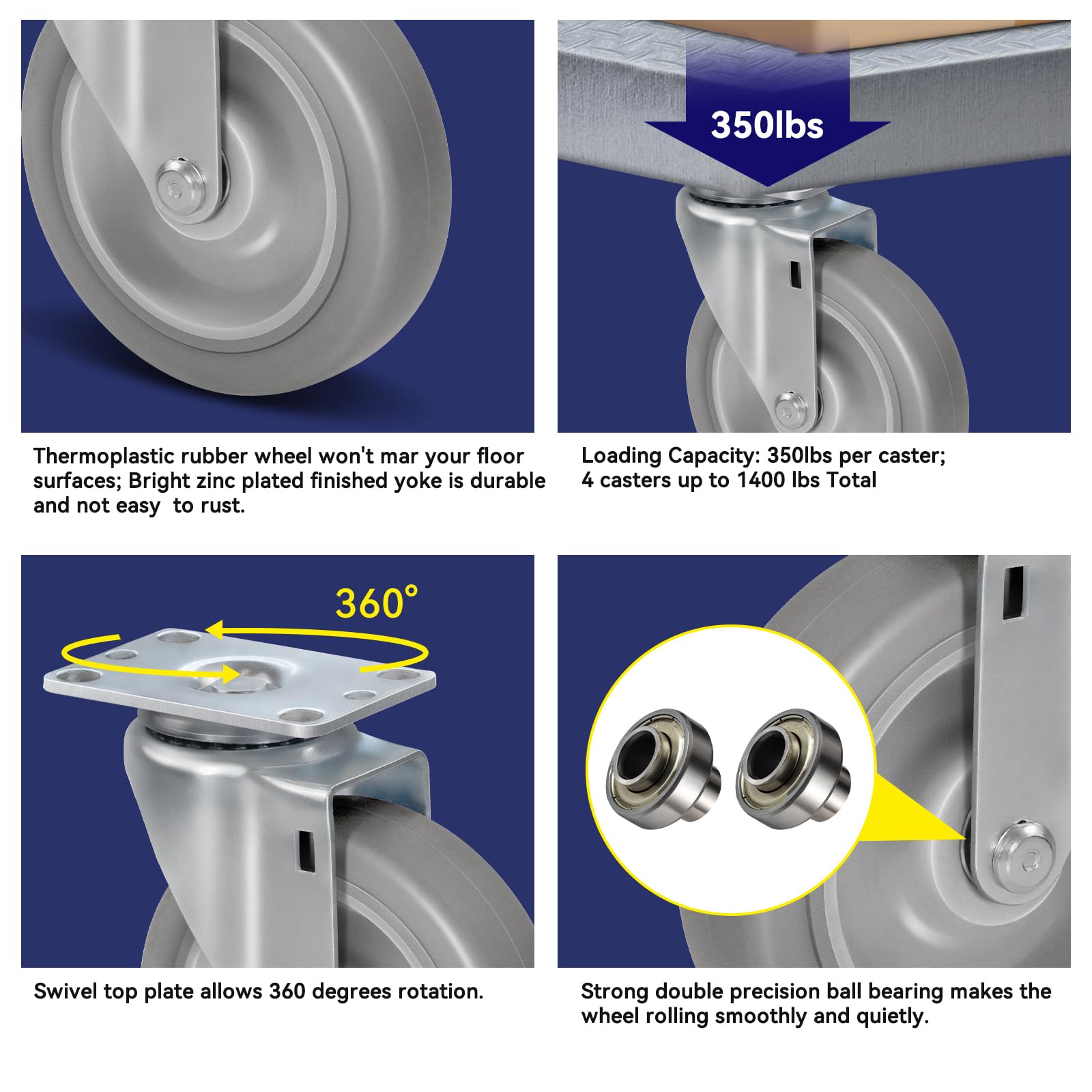 Heavy Duty Casters - 1400lb Capacity -4