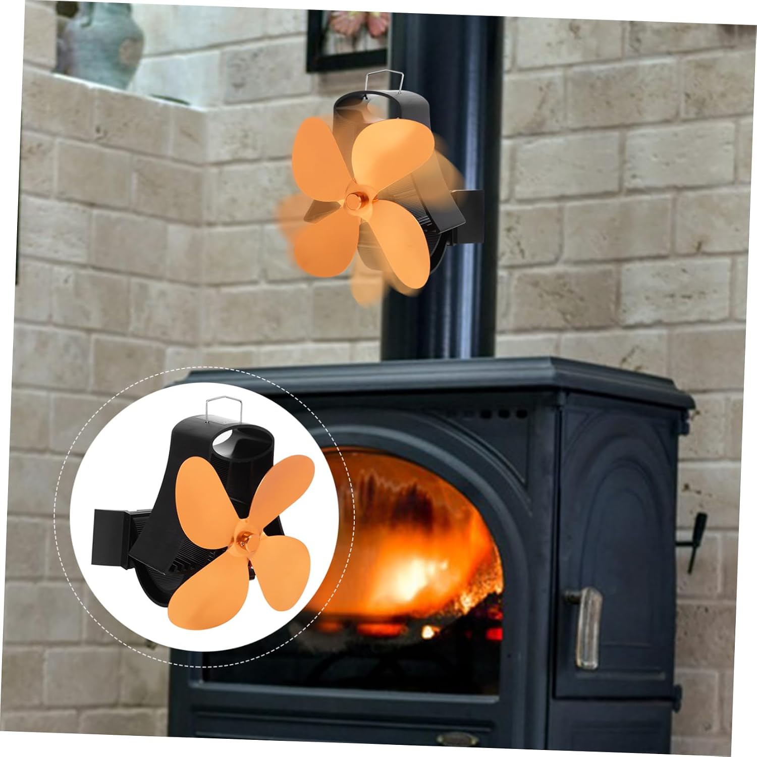 MERRYHAPY 1pc Heat Powered Fireplace Fan Blades Silent Stove Fan for Efficient Heat Distribution Your Home