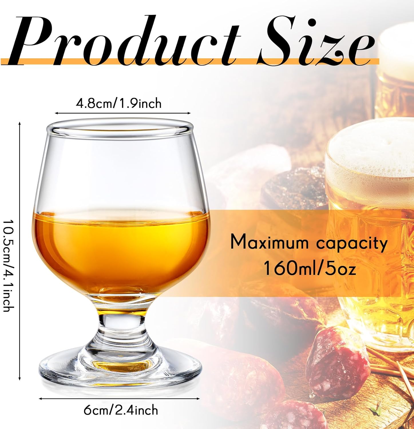 Qunclay 48 Pcs Shot Glasses Cute Cognac Snifter Small Brandy Snifter for Tasting Brandy Drinking Port Glasses for Whiskey Wine Beer (5oz)