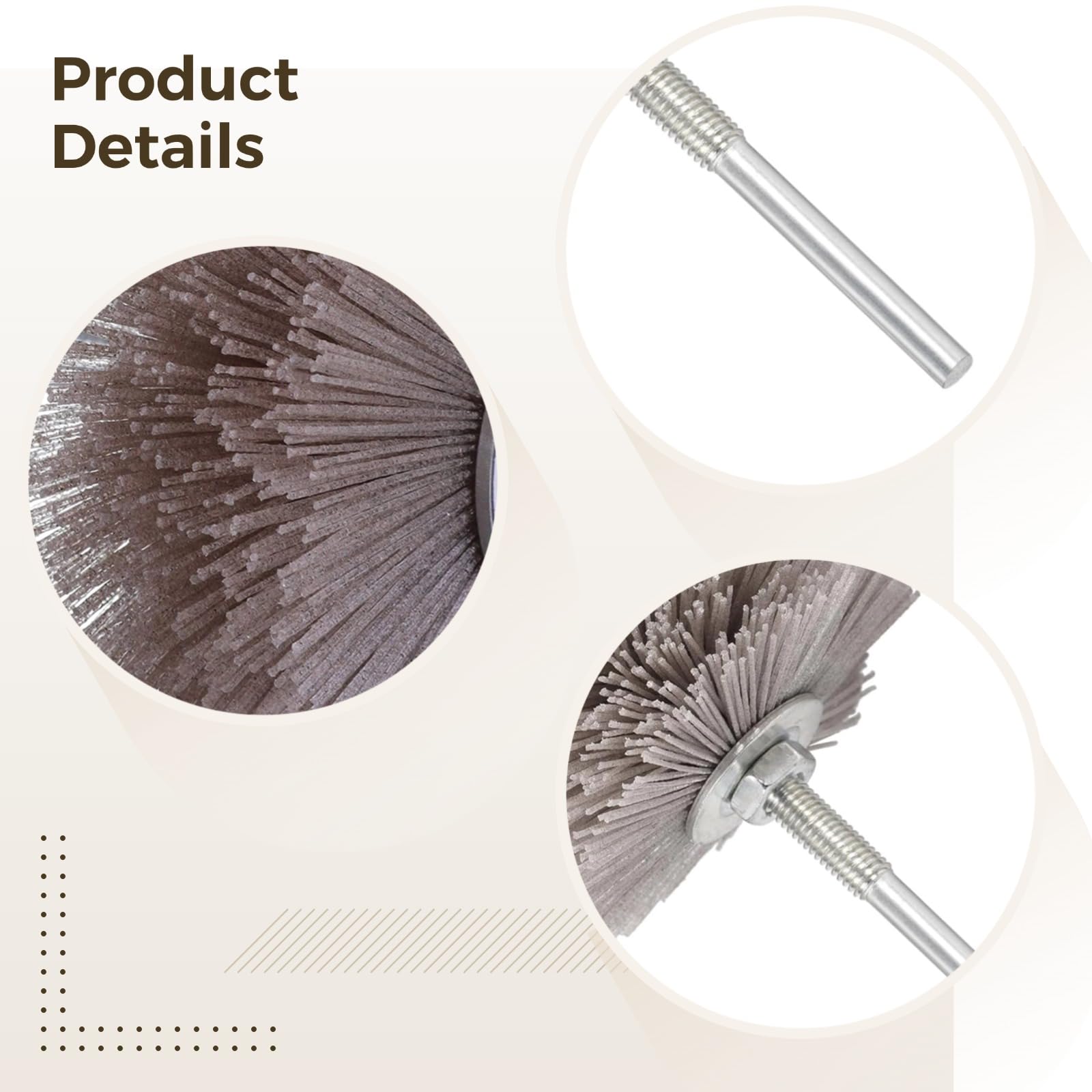 5 Stk. Nylon-Radbürste mit 6 mm Schaft, Schleifkopf mit 80# 180# 240# 320# 600#, Polierscheibe für Holz und Metall, Rostentfernung, Oberflächenfinish, Möbelrestauration und Feinschliff