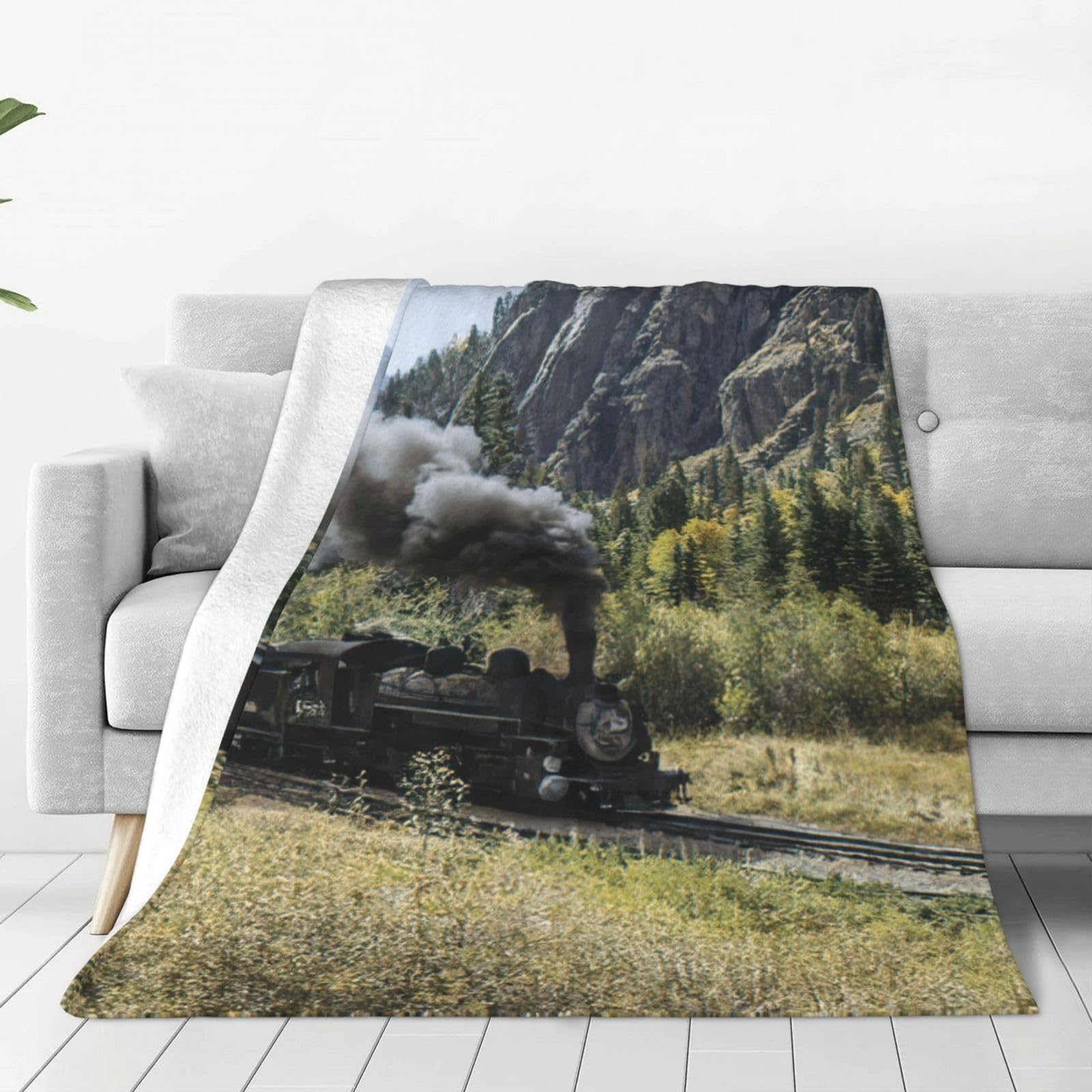 Couverture polaire train locomotive à vapeur douce et chaude pour lit et canapé
