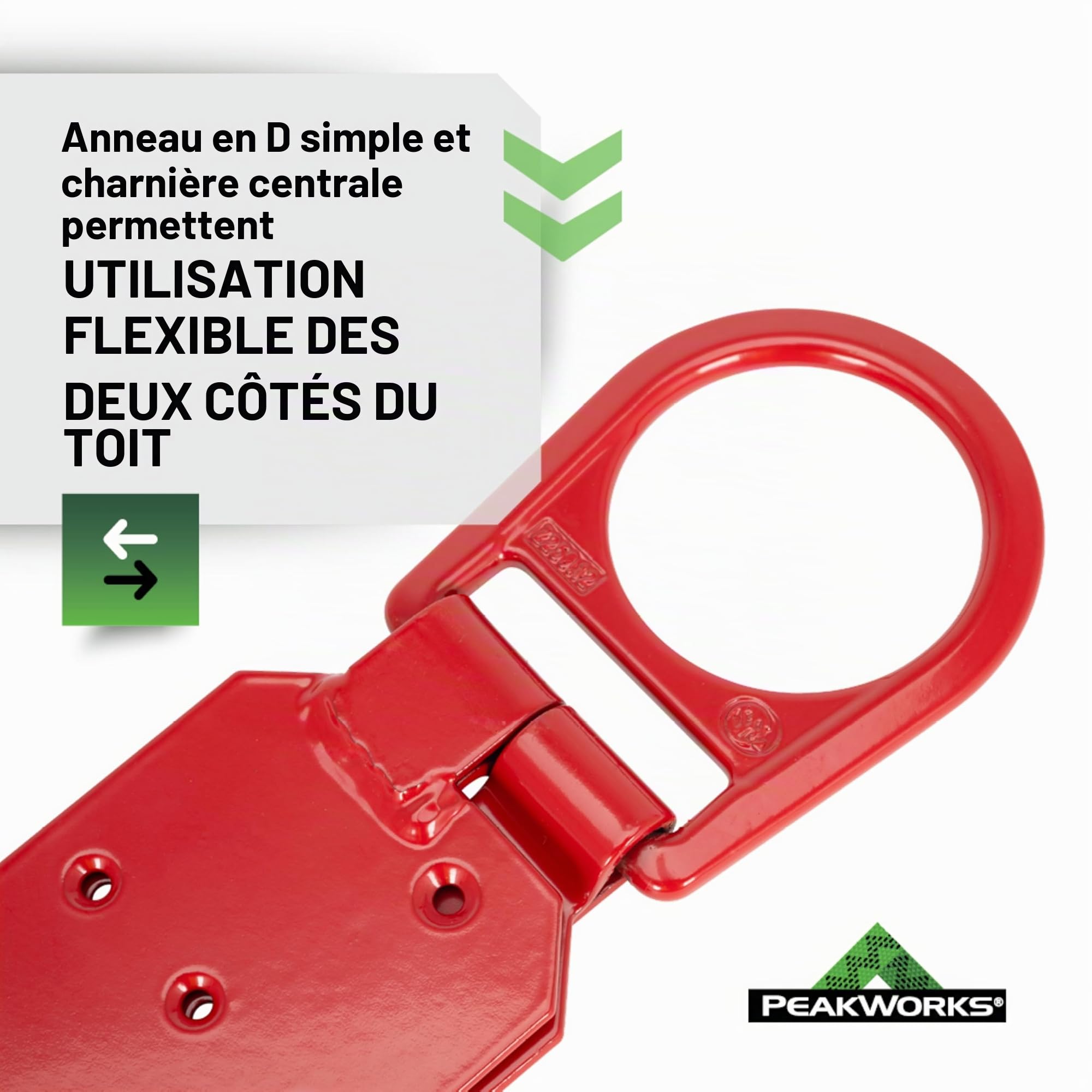 Peakworks Fall Protection V8229100 Industrial/Construction Reusable Roof Anchor Bracket, Hinged, OSHA/ANSI Compliant, Temporary, Red (Anchor Screws Sold Seperately)