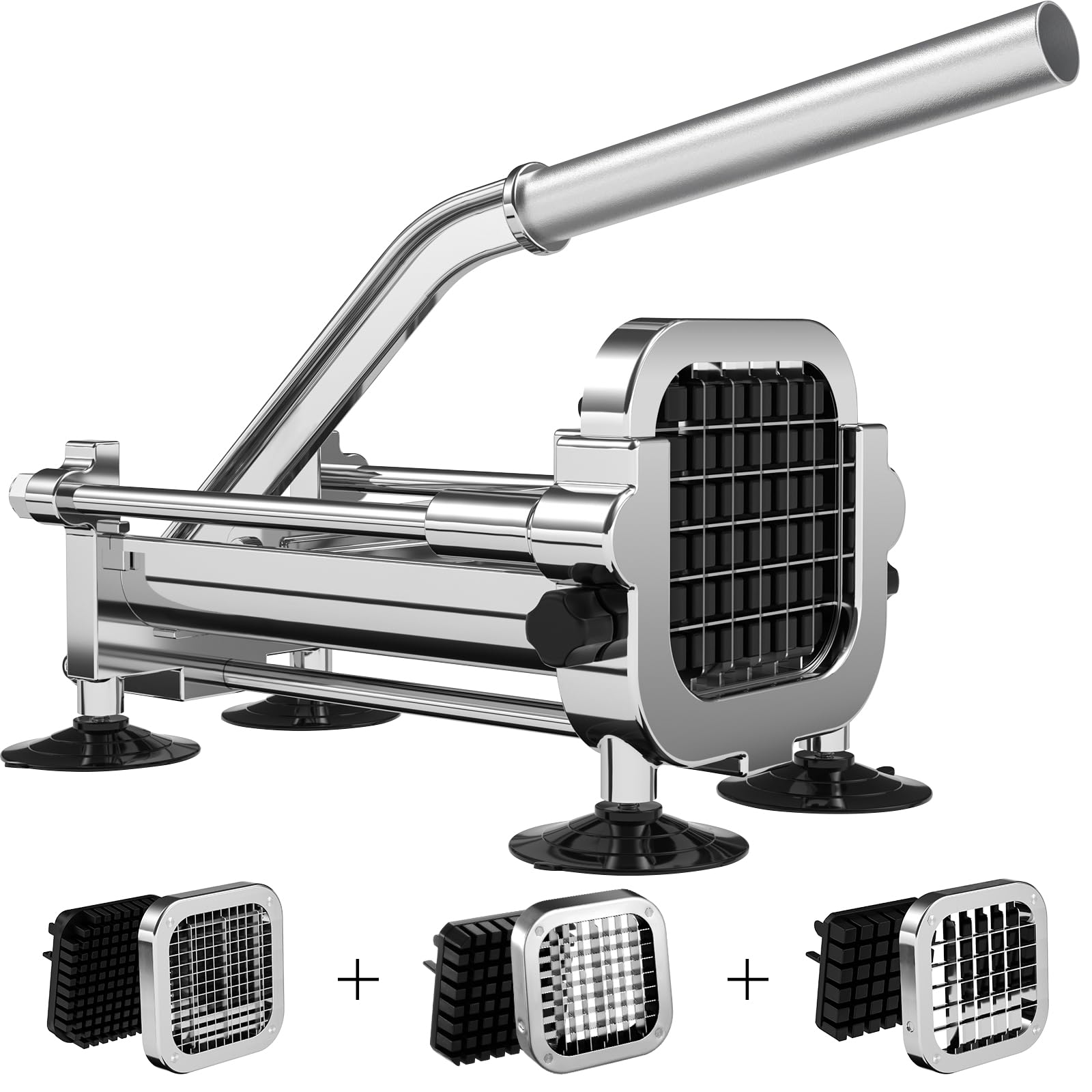 Befano French Fry Cutter, Potato Cutter with 1/2 Inch, 3/8 Inch and 1/4 Inch Blades, Commercial Stainless Steel French Fries Slicer for Whole Potatoes, Carrots, Cucumbers.