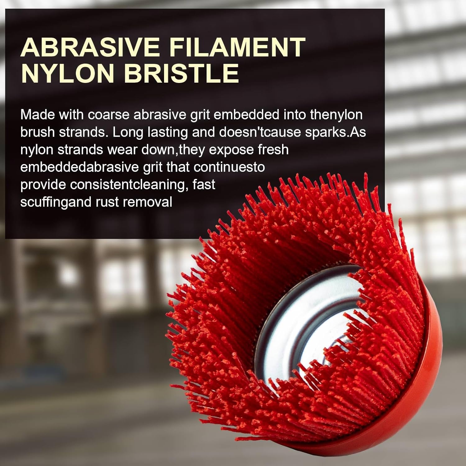 SALI 3" Abrasive Filament Nylon Bristle Cup Brush - Coarse Sanding Scuffing Brush, 5/8" 11 Thread, 1/4" Drill Arbor -Metal Furniture Surface Prepping&Polishing, Removal Rust Paint - Surface Prepping