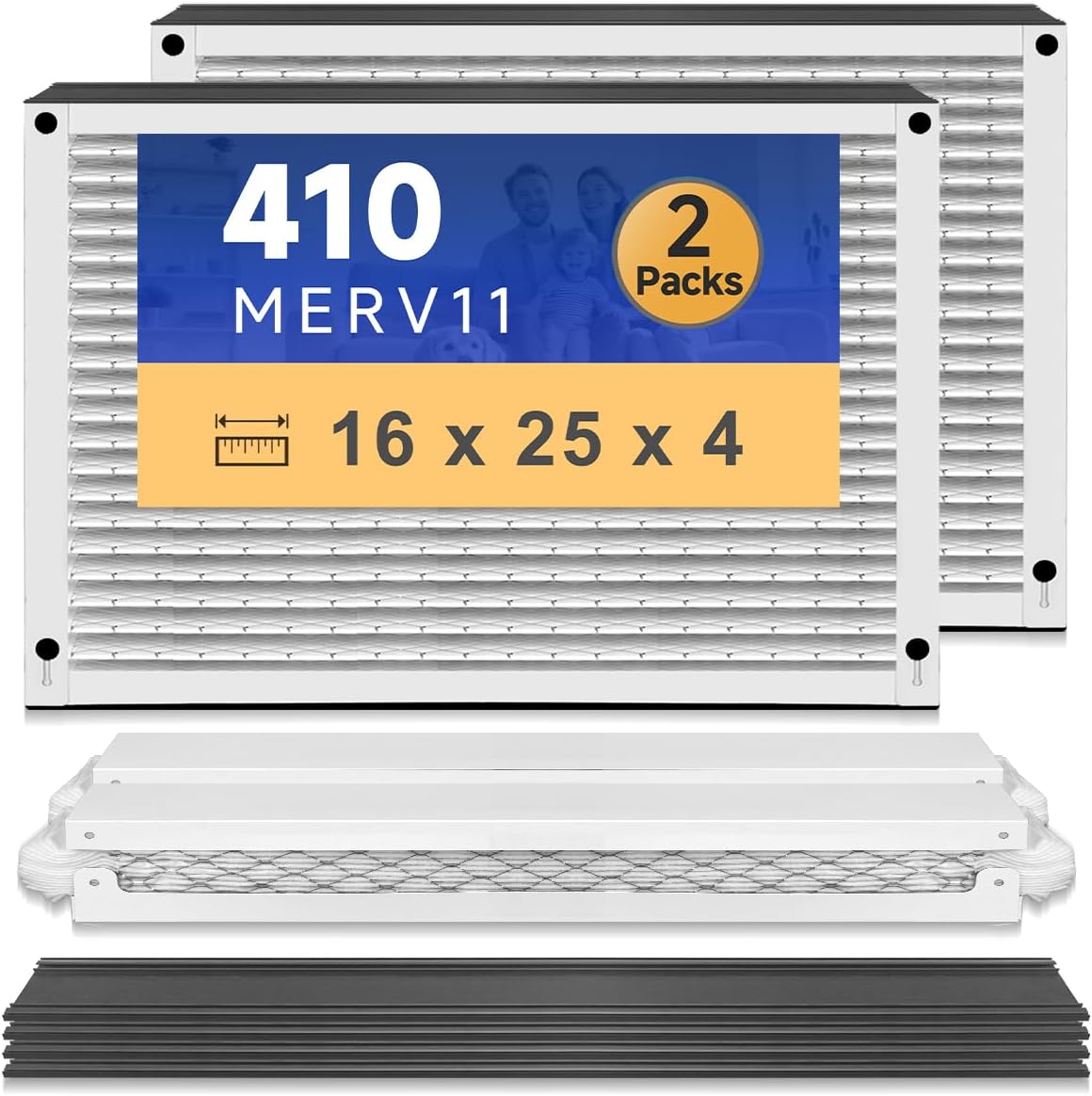 410 Replacement Air Filter MERV 11 16x25x4 for Air Purifiers Model 1410, 1610, 2140, 2400, 2410, 2416, 3410, 4400, or 2400 with Upgrade Kit 1413 Pleated HVAC AC Furnace Filter 2-Pack