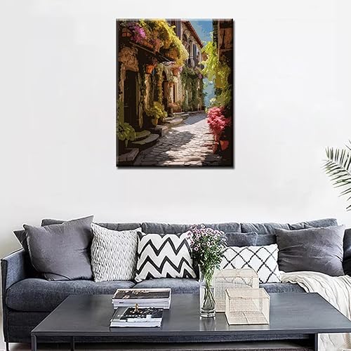 Miniatura 2 de Tucocoo Pintura de paisajes por números para adultos, lienzo de ciudad italiana, pintura al óleo de la ciudad, juego de pintura acrílica para colgar
