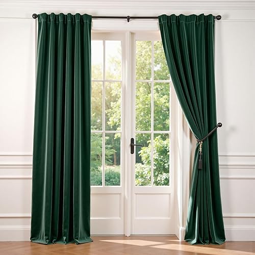 Miniatura 104 de Lazzzy Cortinas Opacas de Terciopelo con Aislamiento Térmico para Ventanas de Habitación, Cortinas de Lujo Súper Suaves para Sala de Estar, Salvia