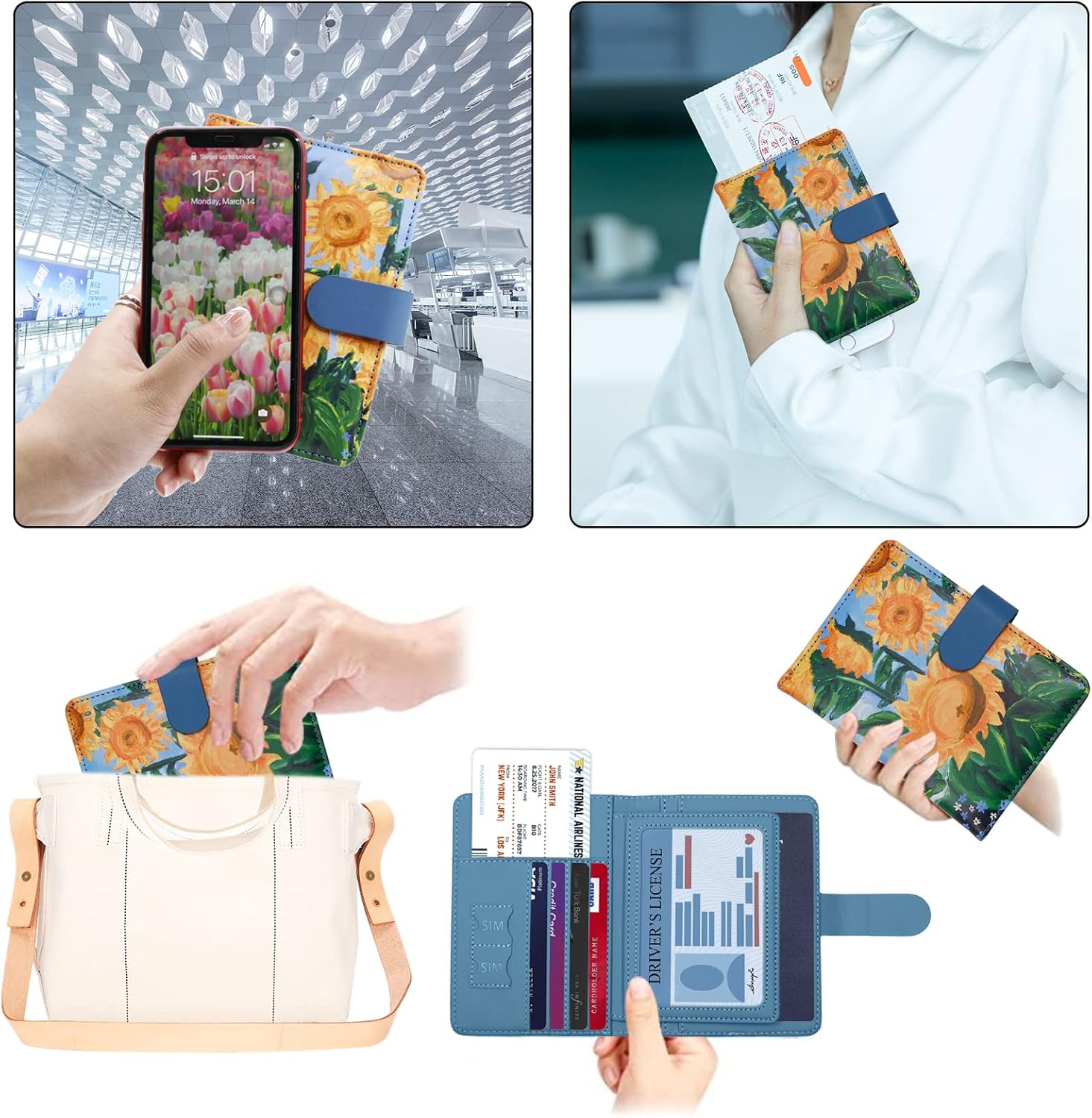 Melsbrinna Rfid Passport Holder for Travel women/Men, Cute Passport Wallet Rfid Blocking Card Slots, Rfid Passport Cover/CaseTravel Wallet, Passport Book Holder (1, Blue2) - Image 5