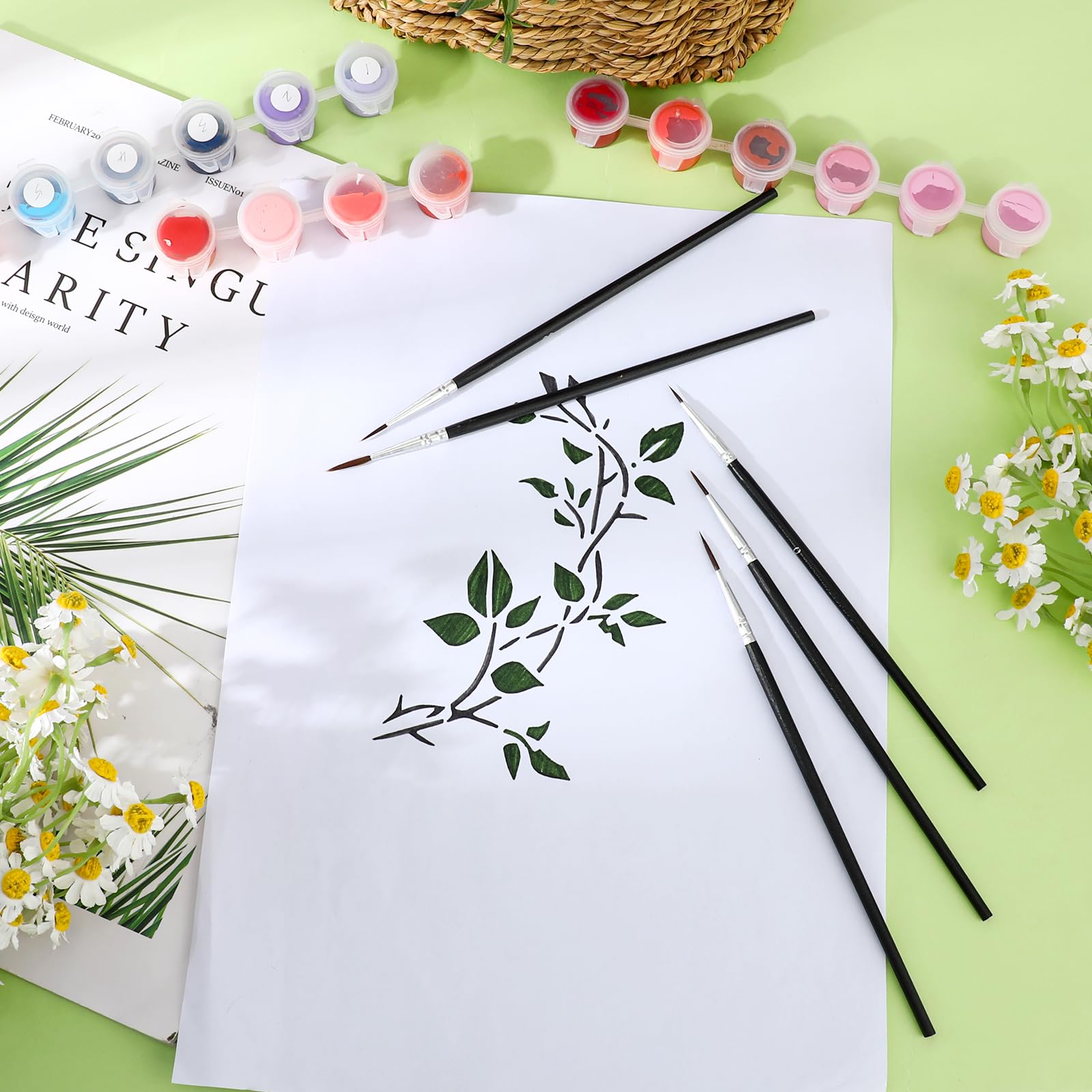 Lot De 5 Pinceaux De Peinture Par Numéros Fins Pour Acrylique, Aquarelle, Huile, Miniatures