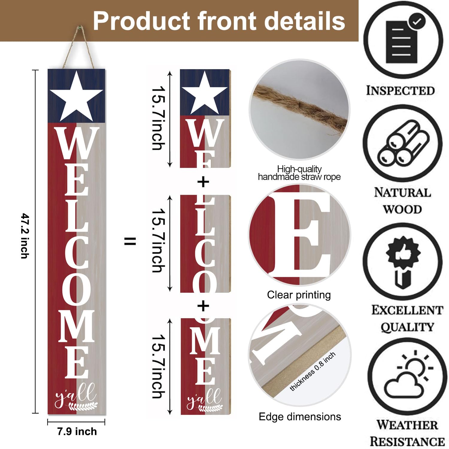 Amazon.com : Eiojdriil Welcome Y'all Vertical Wooden Porch Sign