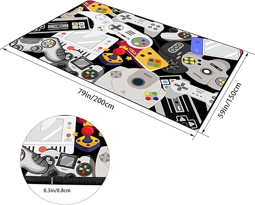 Miniatura 2 de Alfombra de juego para adolescentes y niños con decoración de controlador de juegos, alfombras de videojuegos para dormitorio de niños, sala de