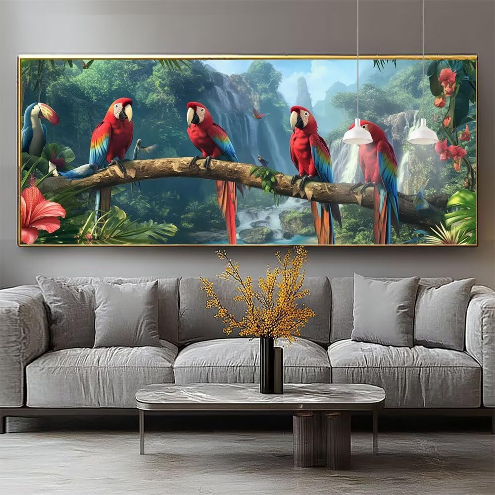 Malarstwo diamentowe dla dorosłych, wodospad, malarstwo diamentowe, mały, 60 x 120 cm, zestaw do majsterkowania dla dzieci od 12 lat, pełne diamentowe płótno, zestaw do embrowania papugi, dla