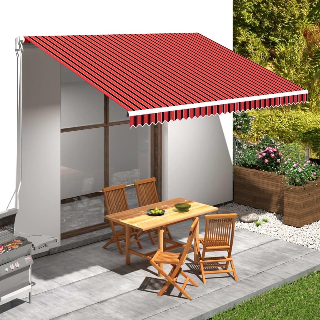 ksxnkhk Orange and brown canvas awning fabric 450 x 300 cm, UV-resistant sun protection for patio or garden, replacement part with 4.5m x 3m frame valance, durable