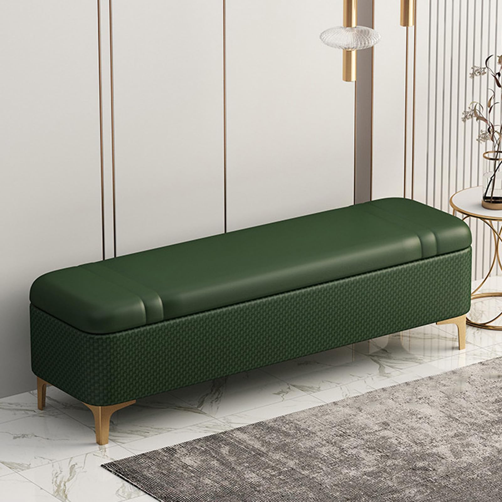 Repose-pieds banc bout de lit coffre de rangement en cuir