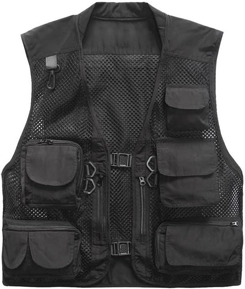 Men's Mesh Fishing Vest Multi Pockets Photography Outdoor Jacket, XL-US