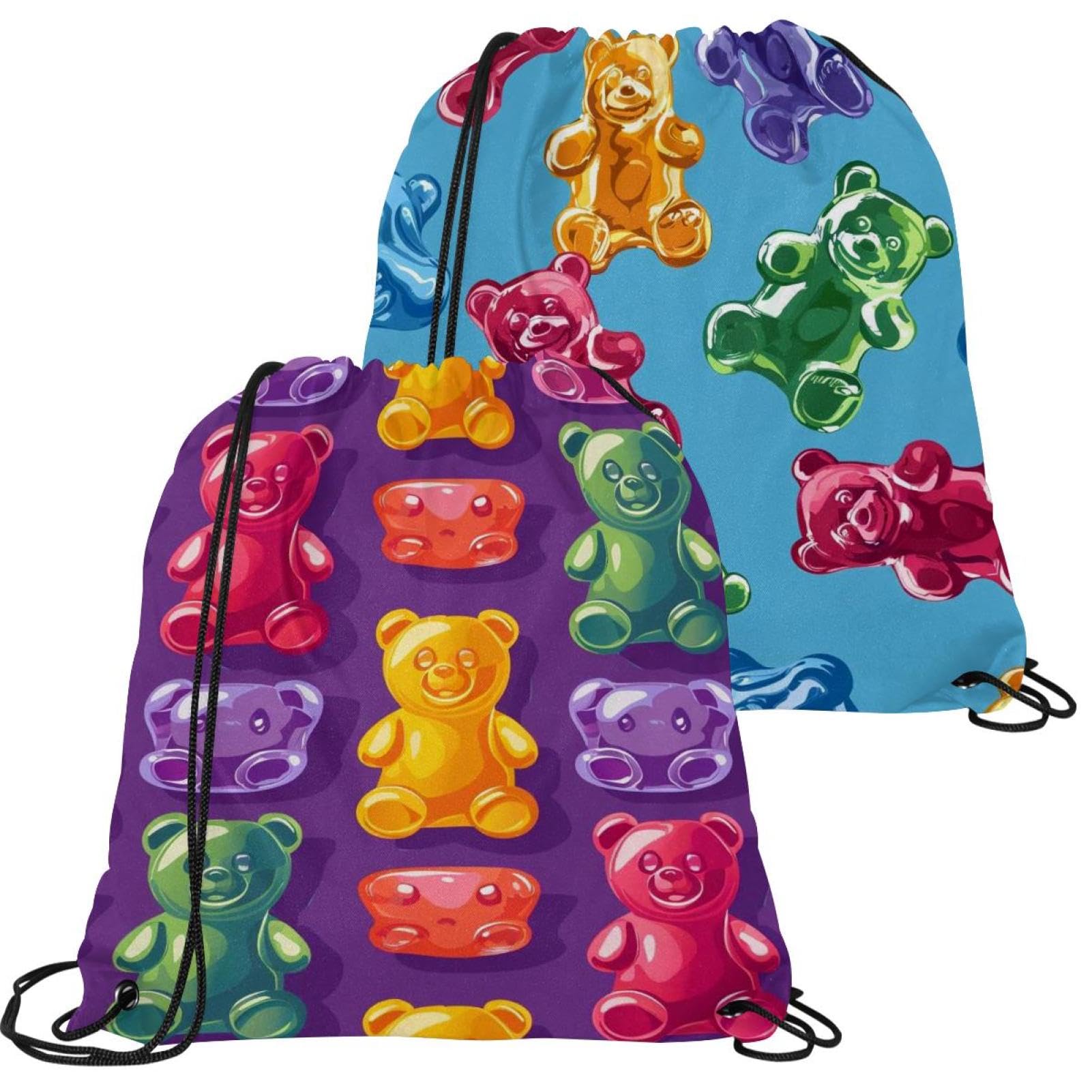 Sac à dos cordon imperméable lot de 2 ours en gélatine multicolore pliable - 7